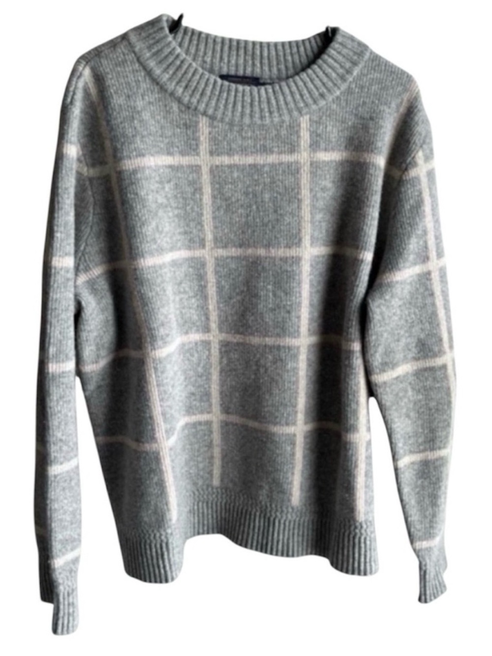 Pendleton Lambs Wool Sweater XL Grey and Cream Plaid
